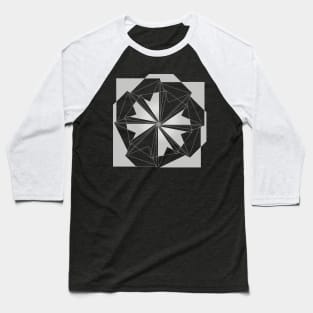 Mandala Geometric black and white linear flower Baseball T-Shirt